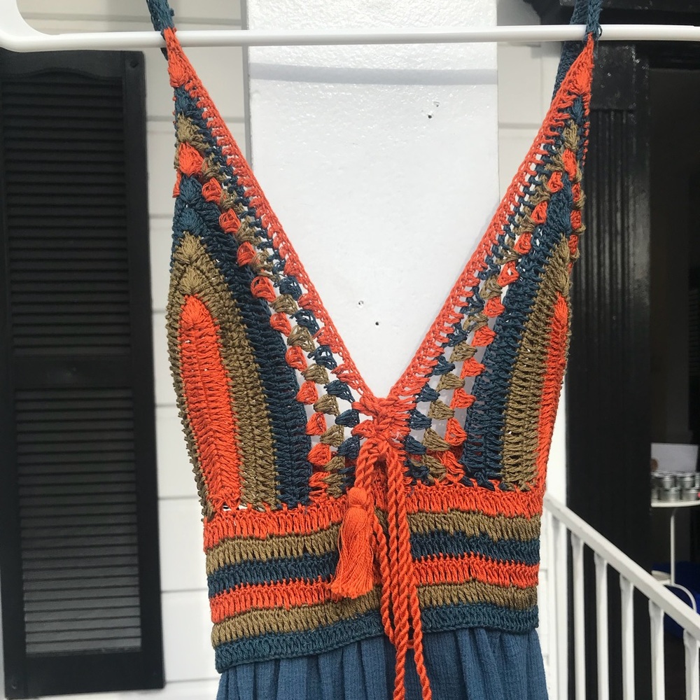 Zara Knit Crochet Top Maxi Dress, Small - Picture 5 of 8